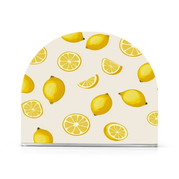 Standing Dining Table Napkin Holder, Napkin Holder for Table Kitchen Acrylic Paper Tissue Organization, Yellow Lemon Pattern