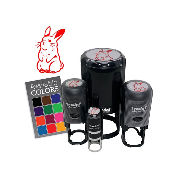 Standing Easter Bunny Rabbit Self-Inking Rubber Stamp Ink Stamper for Stamping Crafting Planners - 1/2 Inch Mini - Fuchsia Ink
