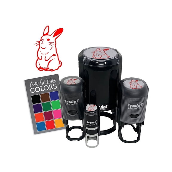 Standing Easter Bunny Rabbit Self-Inking Rubber Stamp Ink Stamper for Stamping Crafting Planners - 1/2 Inch Mini - Green Ink