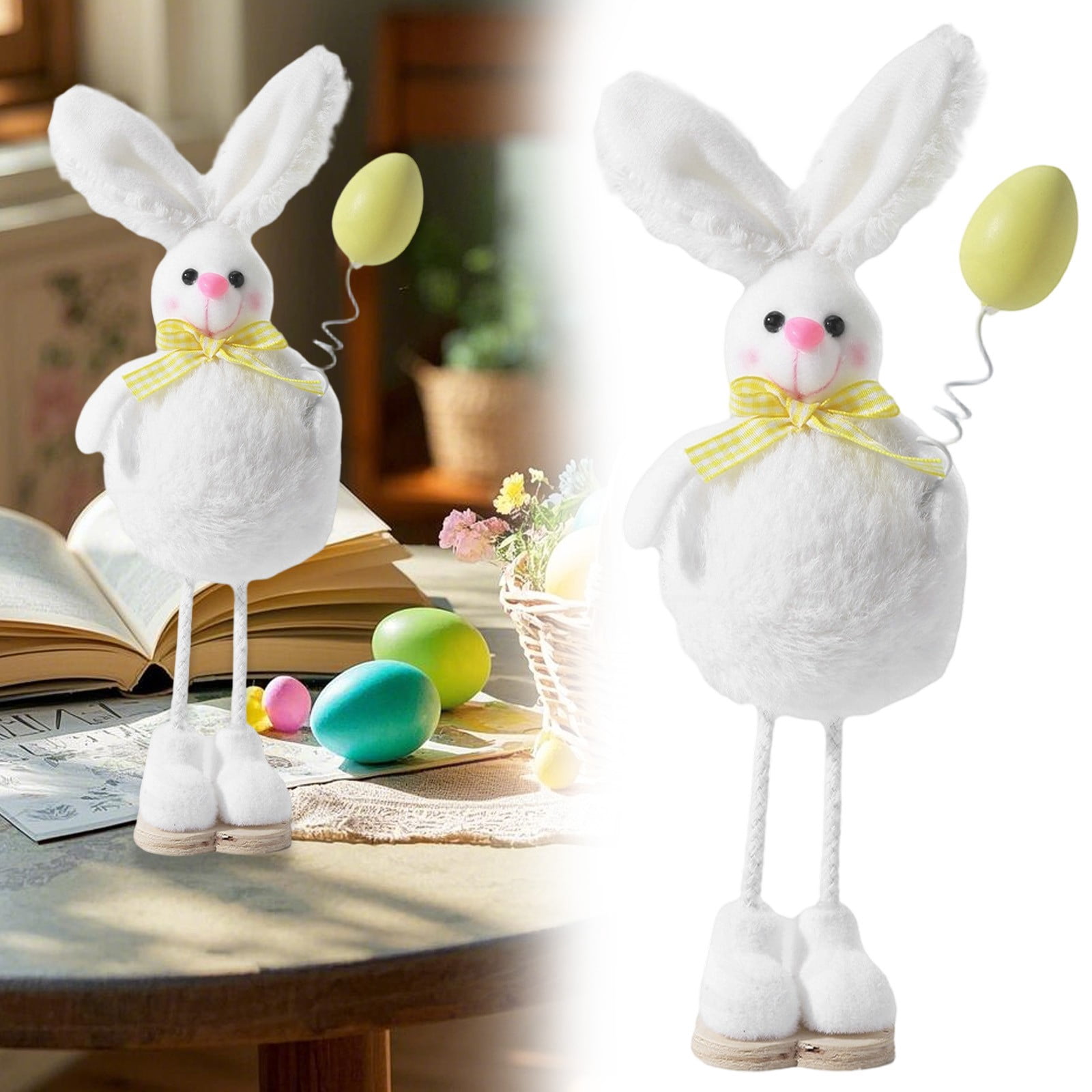 Standing Easter Bunny Set,Plush Rabbits Couple Figurine,Long Legs ...