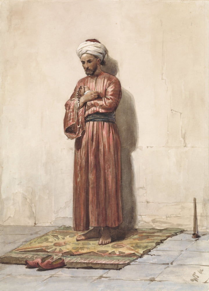 Standing Egyptian With Prayer Beads Canvas Art - (24 x 36)