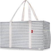 Standing Extra Large Utility Tote Bag with Metal Wire Frame and the Sides Rinforced, Extra Large Tote Bag with Handle, Reusable Grocery Bags Foldable, Beach Bag