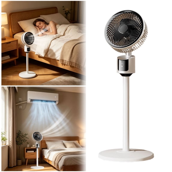 Standing Fan for Bedroom - Whole Room Air Circulator with Remote – 90ft Airflow, Quiet DC Motor Cooling, 90° Oscillating Pedestal Fan, 3 Speeds, Adjustable Height for Home Office