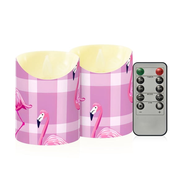 Standing Flamingos Flickering Flameless Candles with Remote Timer Battery Operated LED Tealight Set of 2 S