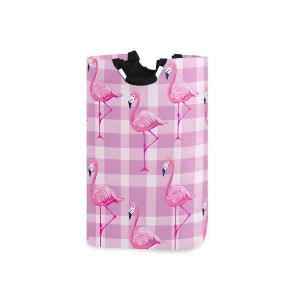 Standing Flamingos Laundry Basket with Handles Foldable Laundry Hamper Freestanding Washing Bin 50L