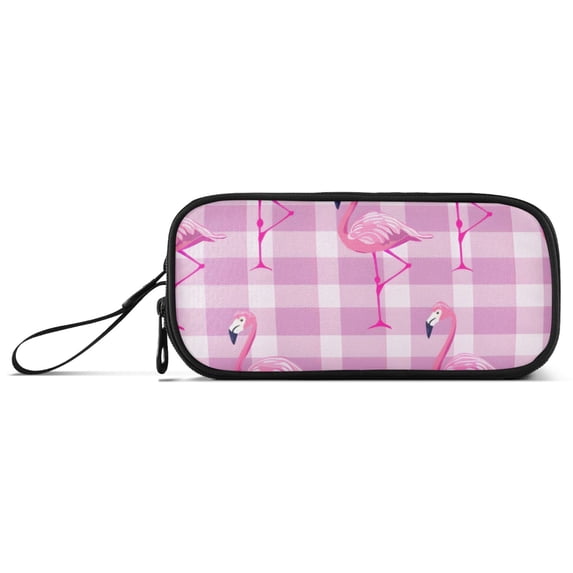 Standing Flamingos Pencil Case Stationary Holder Pen Bag Pencil Pouch Tool Organizer 3 Compartments