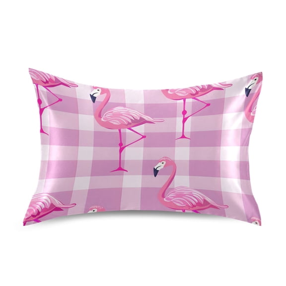 Standing Flamingos Satin Pillowcase Envelope Design Pillow Covers 1 Pack Standard Size 20" x 26"