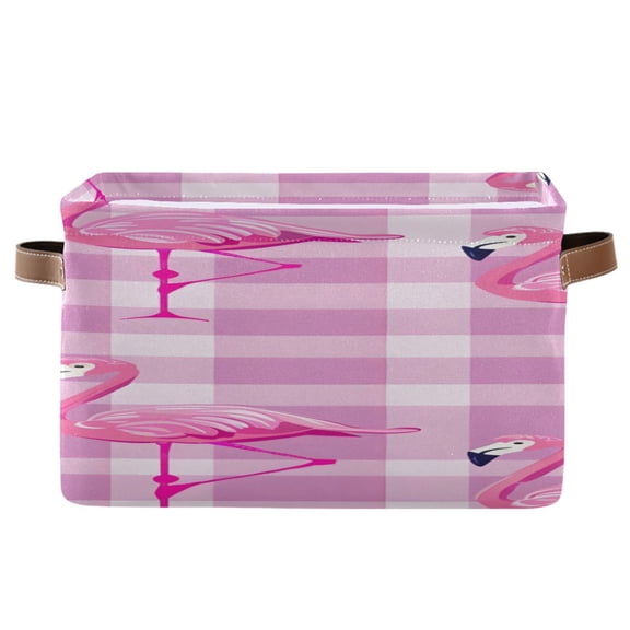 Standing Flamingos Square Storage Bins with Handles Collapsible Containing Box 1 Pack