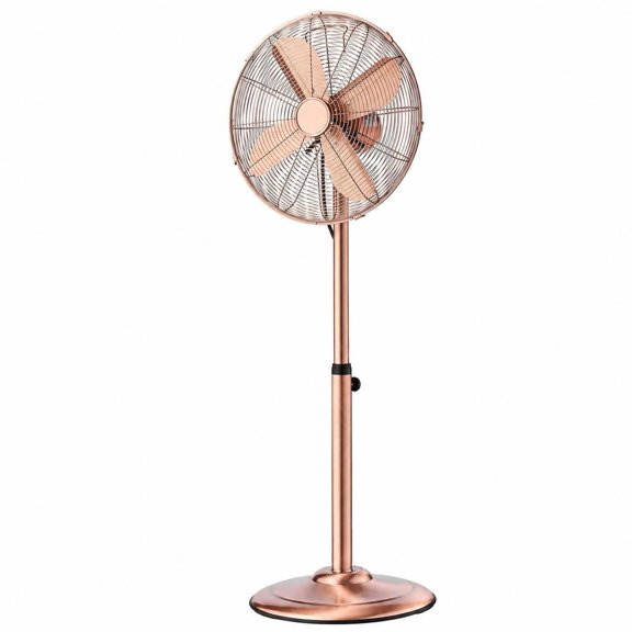 Standing Floor Fan, 16-Inch High Velocity, 1450 Cfm, 3-Speed Control, Adjustable Height, 75-Degree Oscillation, Copper Construction