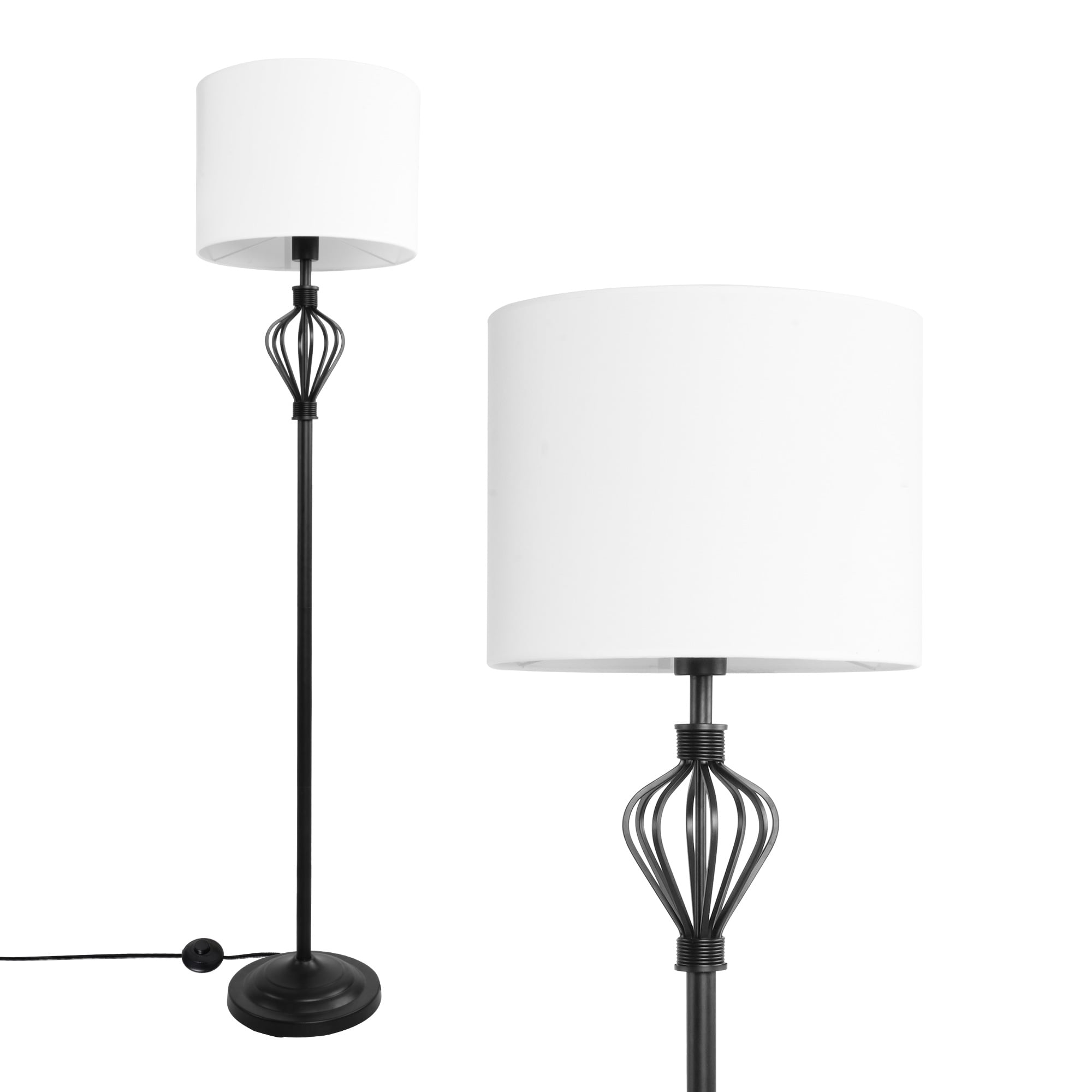 Standing Floor Lamp, Modern Tall Black and White Floor Lamps with Foot