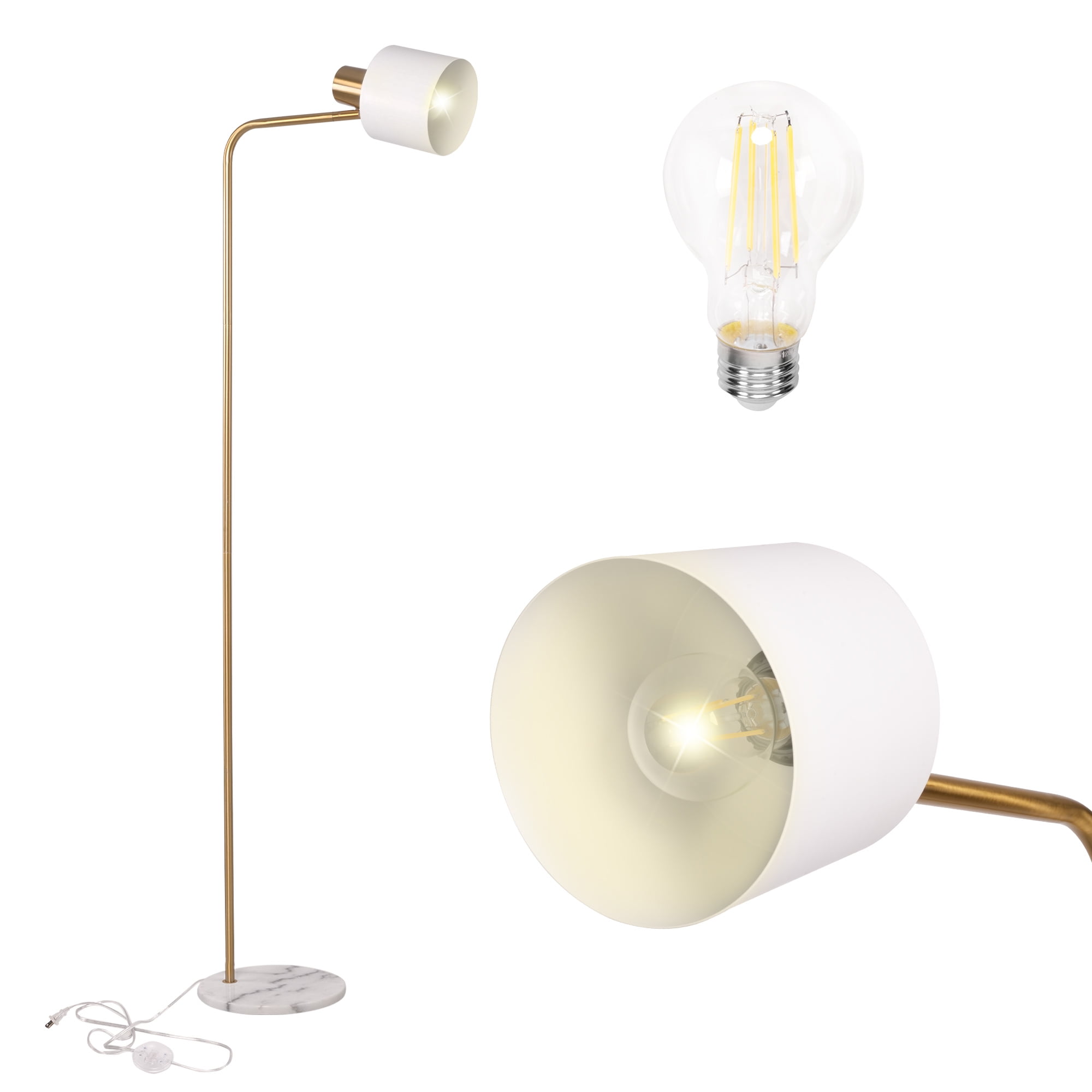 Standing Floor Lamp, Modern Tall White Floor Lamps with 8W LED Bulb