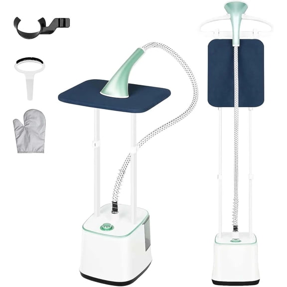 Standing Garment Steamer, 2000W Powerful Steamer for Clothes, 10 Steam Levels, 2.7L Water Tank for 90 Mins Continuous Steaming, Home Commercial Use (Pearl Green)