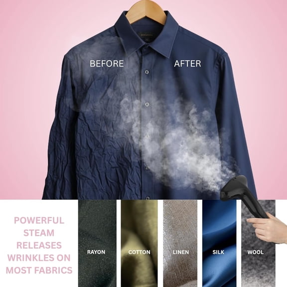 Standing Garment Steamer with Roll Wheels for Easy Movement, 1.8L Water Tank for 1 Hour Continuous Steaming, Adjustable Pole for Storage, Includes Descaler Packet, 1500 watts - Pink