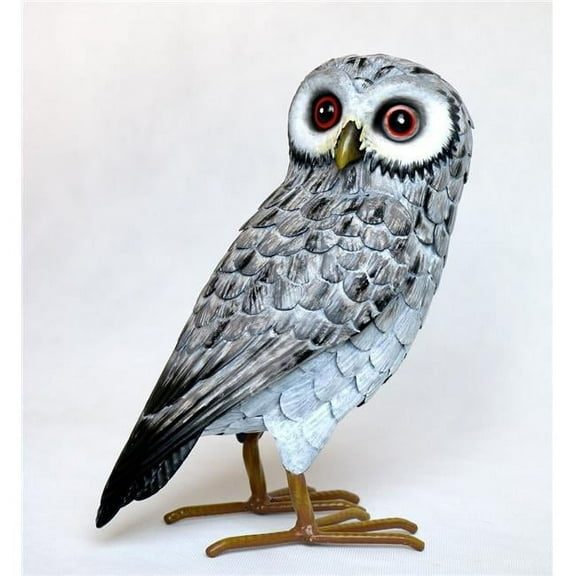 Standing Gray Owl Metal Figurine