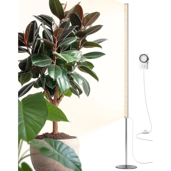 Standing Grow Light for Indoor Plants with Timer 65W 660nm Full Spectrum Adjustable Height 5FT to 5.6FT Foot Switch Non-Glare Silver Bestseling