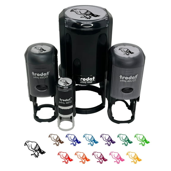Standing Hawk Falcon Bird of Prey Self-Inking Rubber Stamp Ink Stamper - Dry Pad (No Ink) - Mini 1/2 Inch