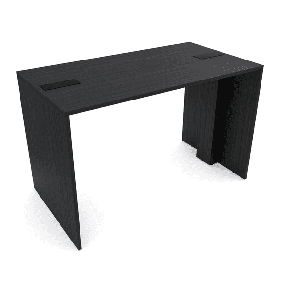 Standing Height 4 Person Collaboration Table | 36x66 All Laminate Face-To-Face Desk With Double Power And Data Units| Asian Night White Cypress And Silver