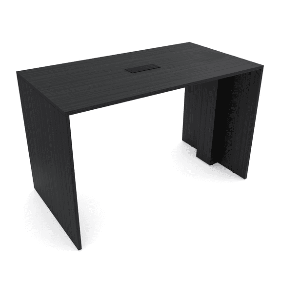 Standing Height  Collaborative Table | 2 Person Face-To-Face Desk | 3x5 All Laminate Teaming Table With Power And Data| Asian Night White Cypress And Black