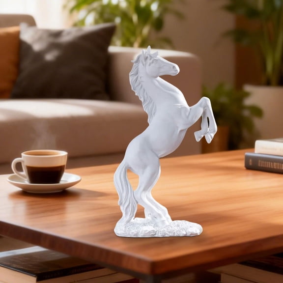 Standing Horse Resin Statue, 13-Inch Fighting Horse Sculpture for Home & Office Decor – Durable, Perfect Gift for Horse Lovers, Desk & Living Room Decoration, E