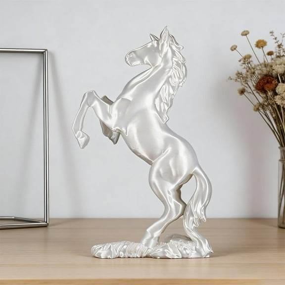 Standing Horse Resin Statue Animal Sculpture for Home Decor, Desktop, Office, Bookshelf & Tabletop Figurine Collectible(1pcs-White)