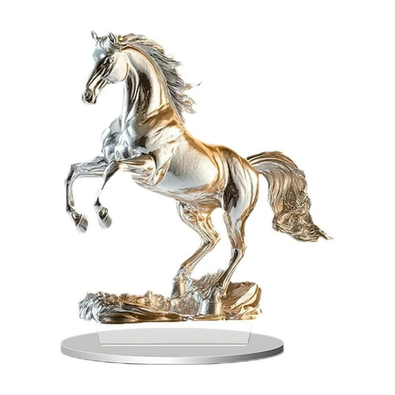 Standing Horse Statue, Horse Acrylic Art Figurine Decorative with Base, for Desk Bookshelf Cabinet Home Office Decor