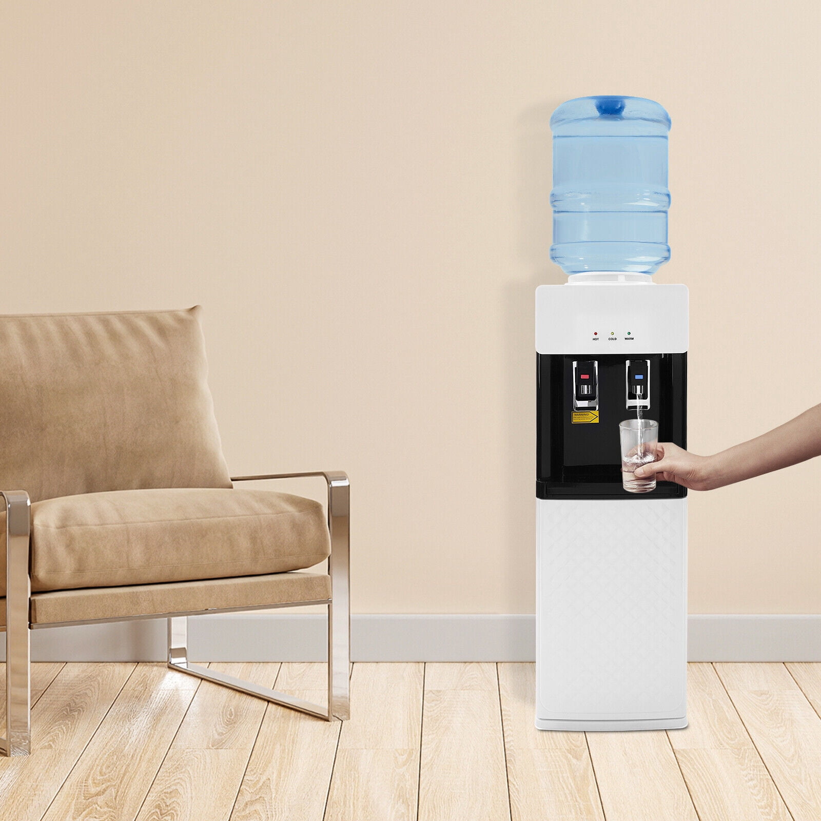 Standing Hot& Cold Water Cooler Dispenser 5 Gallon Top Loading 110V 75W&500W