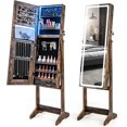 Standing Jewelry with LED Lights, Lockable Jewelry Armoire with