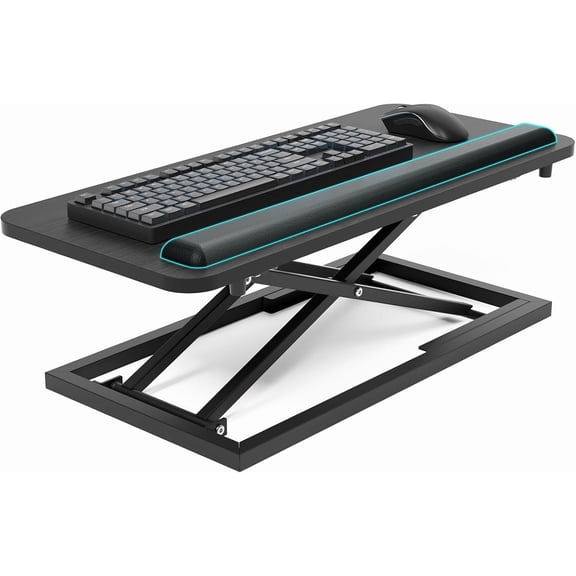 Standing Keyboard Tray Keyboard stand, Adjustable Height Keyboard and Mouse Riser for Desktop,For Ergonomic Sit Stand Workstations With Wrist RestLaptop Desk 26.7 x 11.7 Inch(Black)