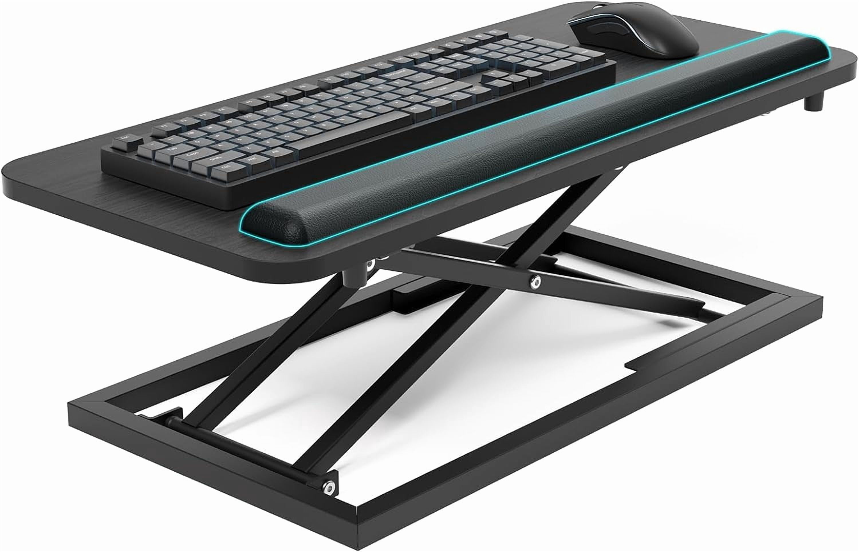 Standing Keyboard Tray Keyboard stand, Adjustable Height Keyboard and Mouse Riser for Desktop,For Ergonomic Sit Stand Workstations With Wrist Rest、Laptop Desk 26.7 x 11.7 Inch(Black)
