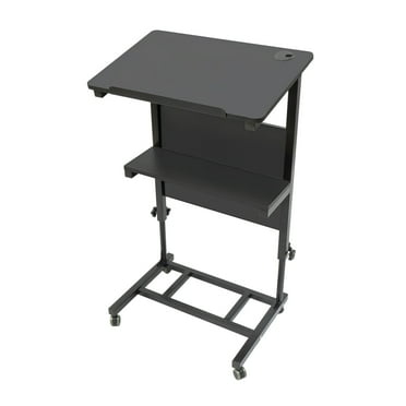 Standing Lectern Presentation Lectern Podium Stand Mobile Pulpit Laptop Desk Height Adjustable Black/White