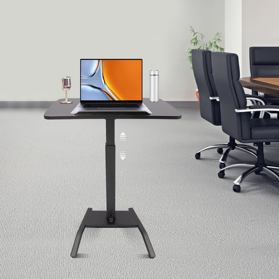 Standing Lifting Desk 2 Lockable Wheels Black Modern 25.5*17in Adjustable Rolling Desk, Adjustable Podium Desk