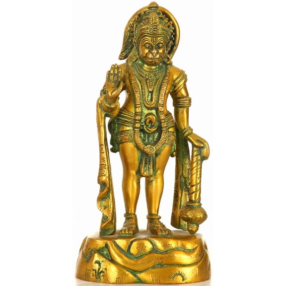 Standing Lord Hanuman Devoted Monkey God Brass Statue Unwavering Loyalty