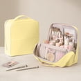 thumbnail image 1 of Standing Makeup Bag, Large Capacity Travel Cosmetic Organizer with Divided Compartments, Handheld Storage Case for Brushes Toiletries Beauty Essentials, Vanity Countertop and Trip Use, Yellow, 1 of 6
