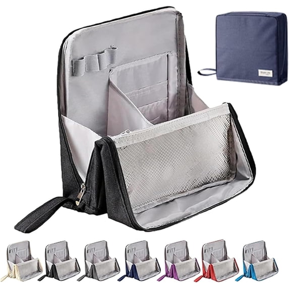 Standing Makeup Bag Portable,Standing Makeup Bag,Multi-purpose Large Capacity Oxford Cloth Standing Make Up Bag,8 Compartments Waterproof