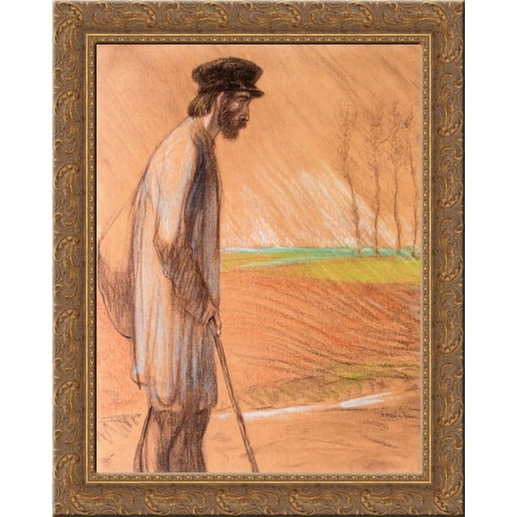 Standing Man 24x20 Gold Ornate Wood Framed Canvas Art by Theophile Steinlen