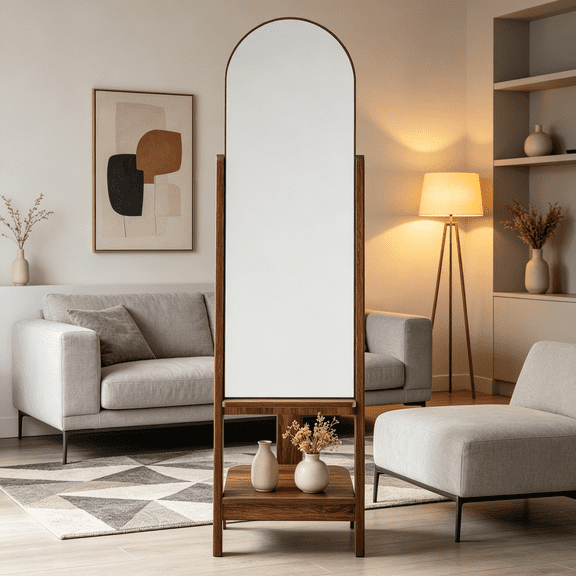 Standing Mirror, Walnut