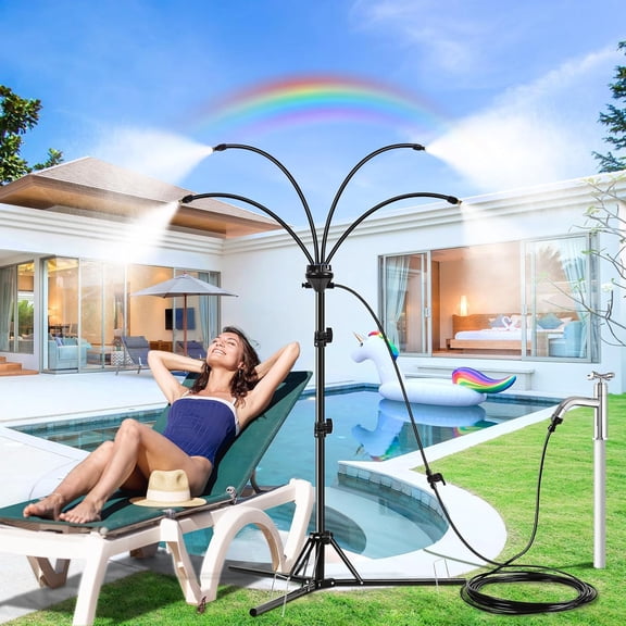 Standing Misters for Outside Patio, Adjustable Height 5.3 FT Stand Misting System for Cooling Outdoor, Water Mister for Mist Playing, Patio Cooling, Backyard