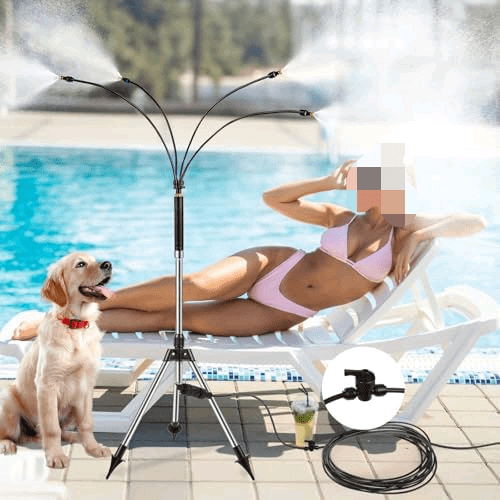 Standing Misters for Outside Patio Cooling - 3.9 Ft Adjustable Portable Misting System with Tripod Base, 26.2 Ft Hose - Outdoor Misting Cooling for Backyard, BBQ, Pool & Pets Play$$Garden & Patio