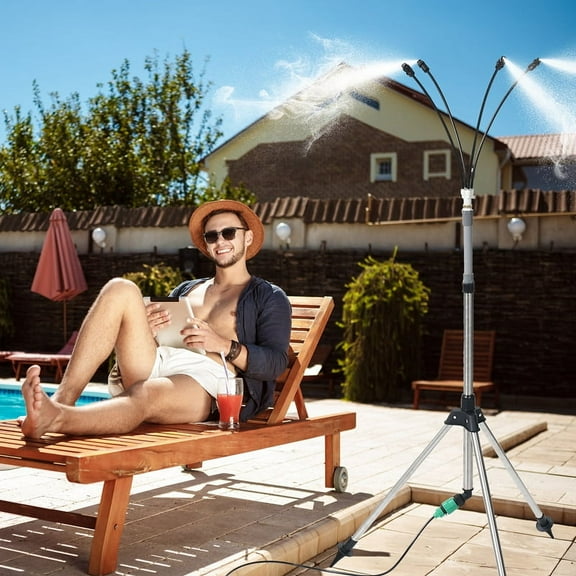 Standing Misters for Outside Patio, Adjustable Height 4.1 FT Stand Misting System Cooling Outdoor, Portable