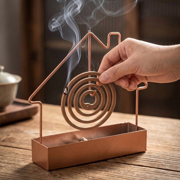 Standing Mosquito Coil Holder with Ash Catcher Tray, Vertical Incense Coil Burner Stand for Camping, Patio & Backyard – Portable Heavy Duty Metal Spiral Incense