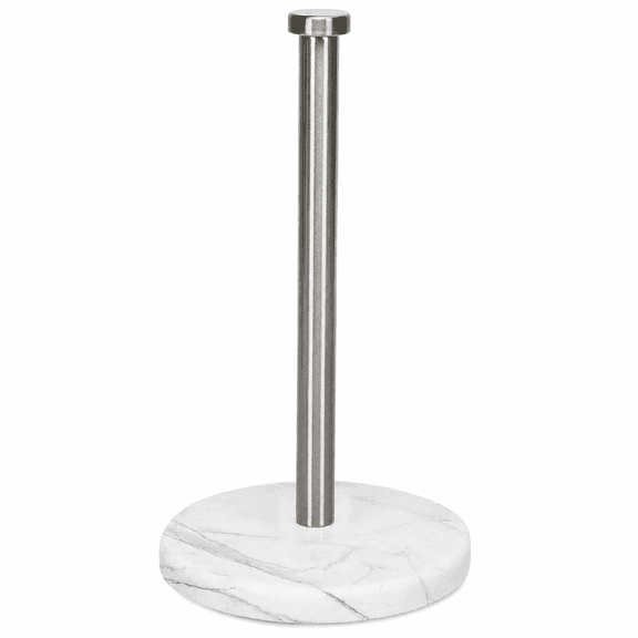 Paper Towel Holder Standing Stainless Steel Marble Base Brushed Nickel Kitchen Bathroom Countertop