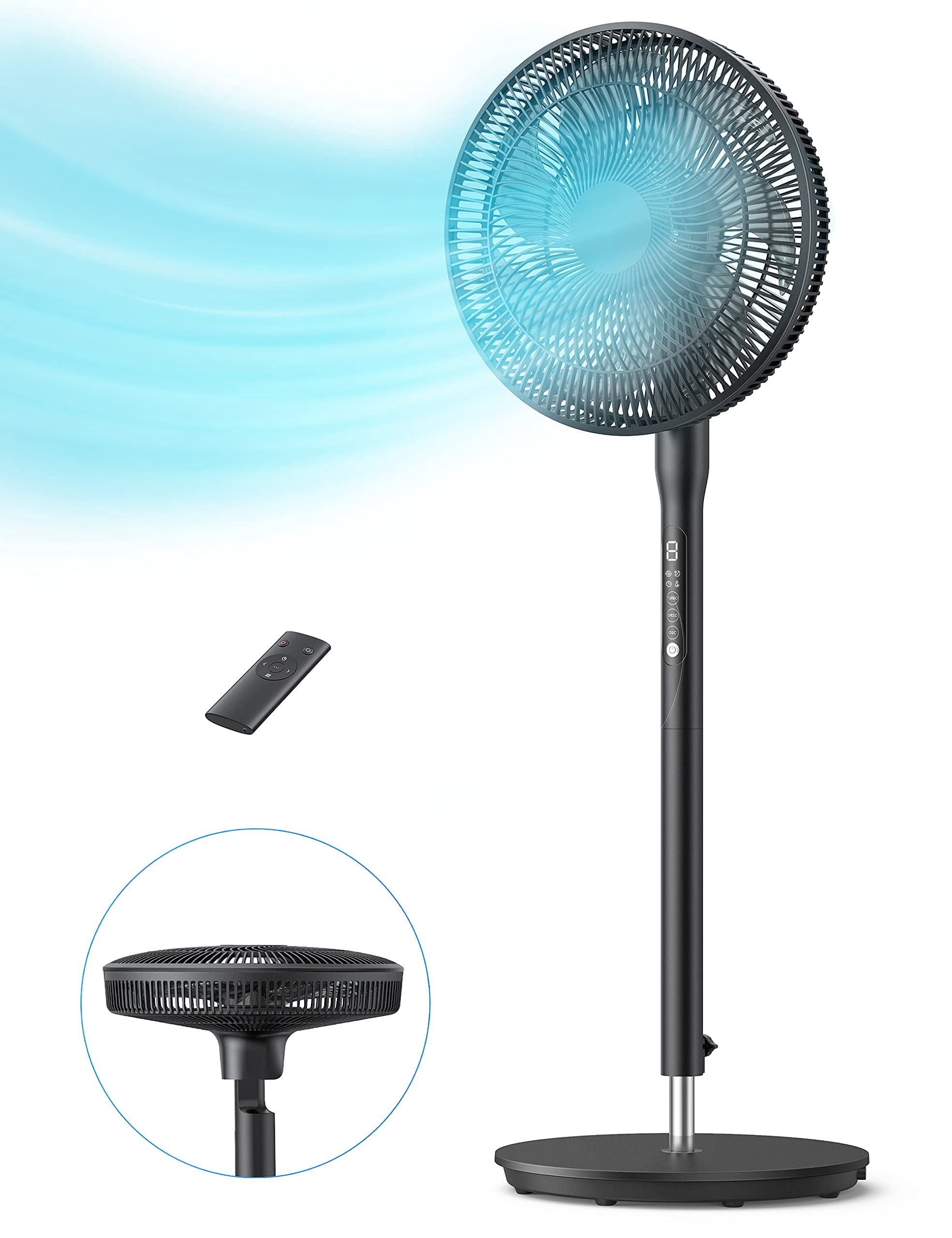 Standing Pedestal Fan, 9-Speed Oscillating Floor Fan for Home, with  Touchscreen u0026 Remote Control, Ultra Quiet Air Circulator Fan, Black -  Walmart.com