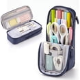 thumbnail image 1 of Standing Pencil Case with 2 Compartments, Magnetic Mobile Phone Holder Pen Bag, Large Capacity Storage Pouch, University Stationery Organizer for Adults & Teens(C), 1 of 5