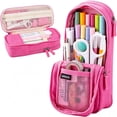 thumbnail image 1 of Standing Pencil Case with 2 Compartments, Magnetic Mobile Phone Holder Pen Bag, Large Capacity Storage Pouch, University Stationery Organizer for Adults & Teens(E), 1 of 9