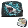 thumbnail image 1 of Standing Pencil Case with Base Large Capacity Stationery Pouch Pen Bag with Zipper for Women Men Aggressive Blue Shark, 1 of 7