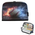 thumbnail image 1 of Standing Pencil Case with Base Large Capacity Stationery Pouch Pen Bag with Zipper for Women Men Baseball with Water and Fire, 1 of 7