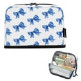 thumbnail image 1 of Standing Pencil Case with Base Large Capacity Stationery Pouch Pen Bag with Zipper for Women Men Blue Bows Pattern, 1 of 7