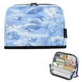 thumbnail image 1 of Standing Pencil Case with Base Large Capacity Stationery Pouch Pen Bag with Zipper for Women Men Blue Marine Life, 1 of 7