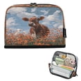 thumbnail image 1 of Standing Pencil Case with Base Large Capacity Stationery Pouch Pen Bag with Zipper for Women Men Brown Cow, 1 of 7