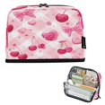 thumbnail image 1 of Standing Pencil Case with Base Large Capacity Stationery Pouch Pen Bag with Zipper for Women Men Cherry and Pink Bow Pattern, 1 of 7